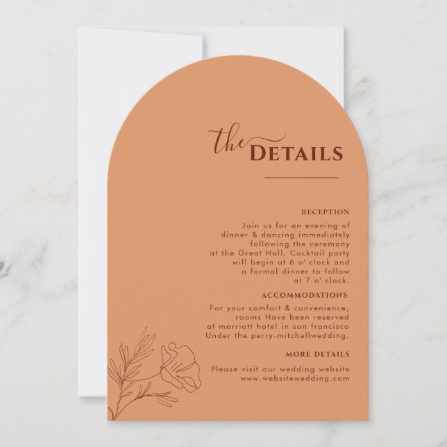 Convite Terracotta Boho Itinerário, Programa de Casamento  (Frente)