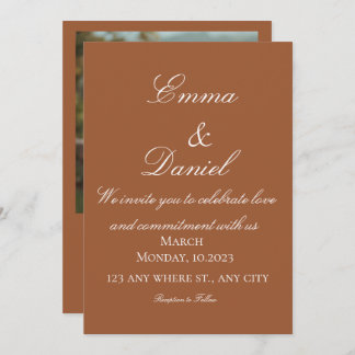 Convite Terracotta Boho Minimal Photo Wedding Invitation