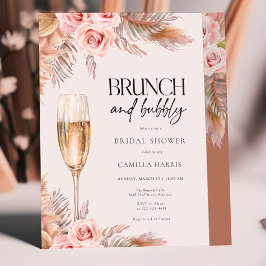 Convite Terracotta Boho Pampas Grass Bridal Brunch