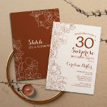 Convite Terracotta Boho Surprise aniversário de 30 anos<br><div class="desc">Floral Terracotta Boho Burnt Orange Surprise aniversário de 30 anos Convite de festas. Design minimalista moderno com sotaques botânicos e letra de escrita tipográfica. Simples cartão de convite floral perfeito para uma festa surpresa na moda. Pode ser personalizado para qualquer idade.</div>