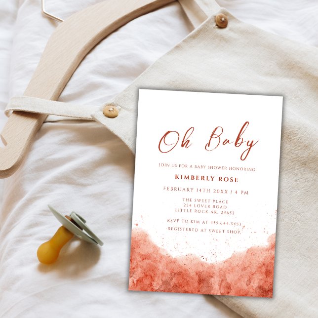 Convite Terracotta Boho Watercolor Chá de fraldas (Terracotta Boho Watercolor Desert Baby Shower Invitation)