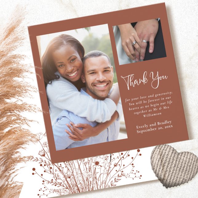 Convite Terracotta Boho Wildflower Casamento Obrigado (Criador carregado)