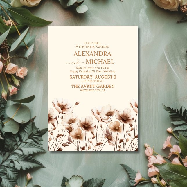 Convite Terracotta Boho Wildflower Wedding (Criador carregado)