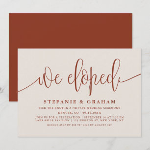 Convite Terracotta Bonito Calliografia Elopement