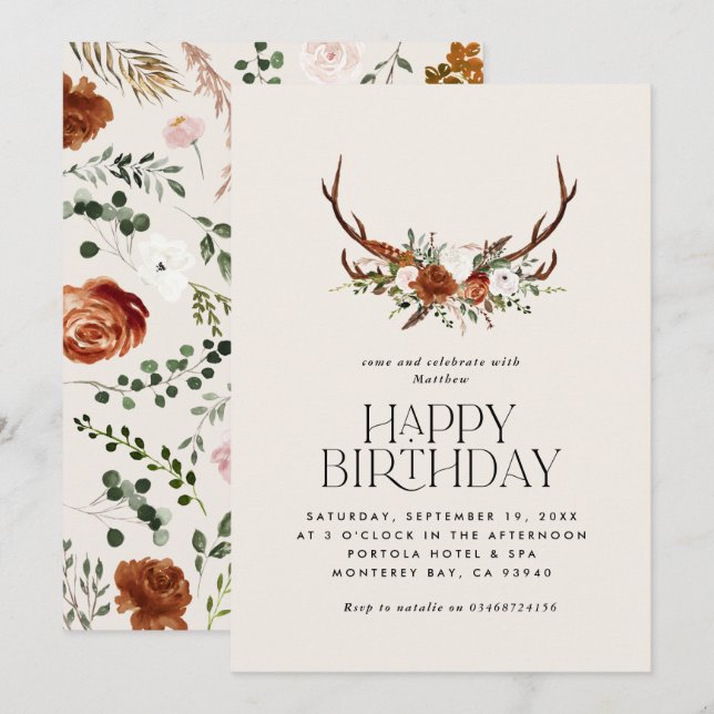 Convite Terracotta botânica floral - estátua rústica moder (Frente/Verso)