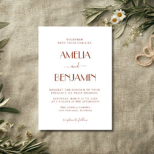 Convite Terracotta & Branco Orçamento Guiet Casamento Limp