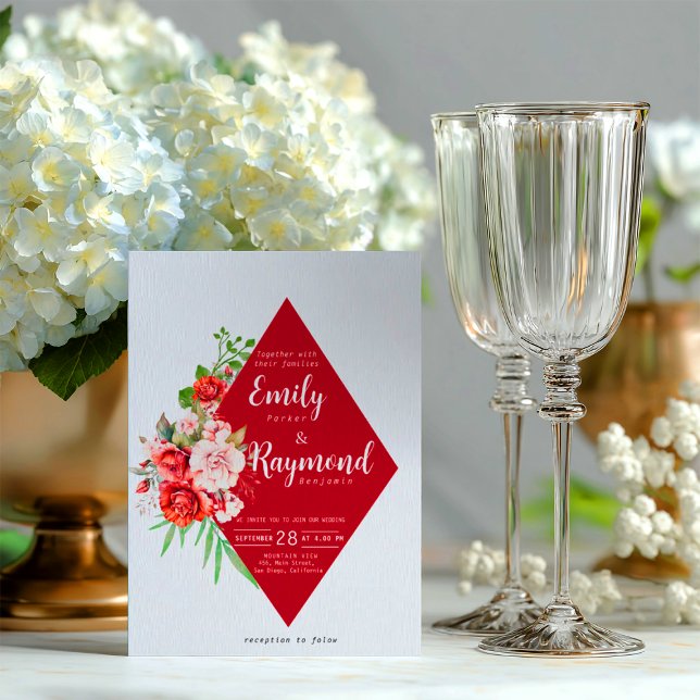 Convite Terracotta Burgundy Blush Floral Wedding  (Criador carregado)