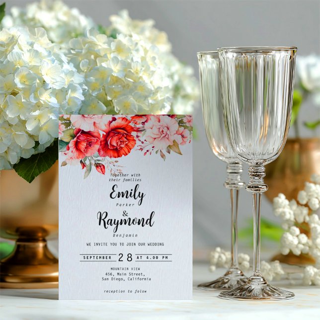 Convite Terracotta Burgundy Blush Floral Wedding  (Criador carregado)