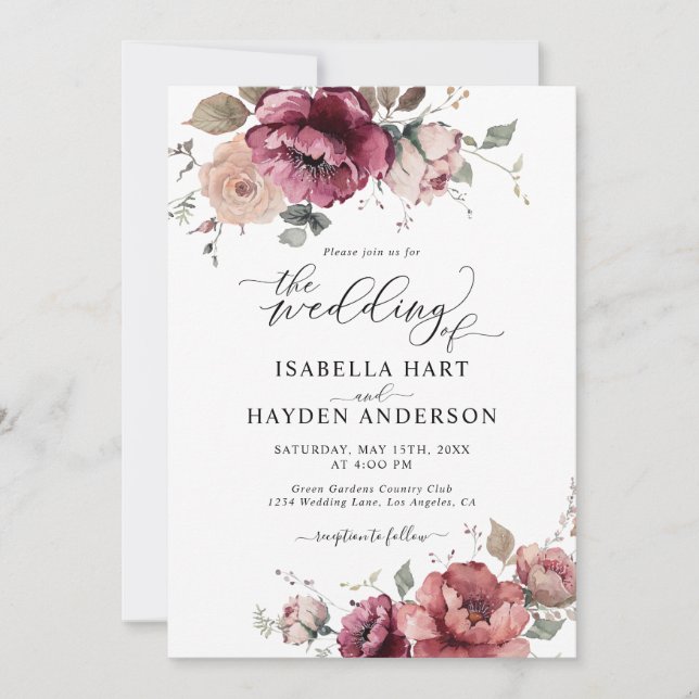 Convite Terracotta Burgundy Cai Tudo Em 1 Casamento De Cód (Frente)