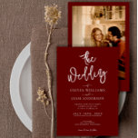 Convite Terracotta Burnt Orange Boho Foto Casamento<br><div class="desc">Um elegante e moderado Minimalista Terracotta Queimou o Convite para Casamento Orange Boho . Que apresenta o fundo laranja da rede. Com uma caligrafia romântica balbuciana... uma modelo de cartão de casamento boêmia boêmica. Com imagem personalizável na parte de trás. E este convite de casamento é Barato e é um...</div>