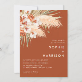 Convite Terracotta Burnt Orange Boho Pampas Grass Casament