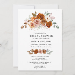 Convite Terracotta Burnt Orange Floral Bridal Shower