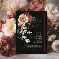 Terracotta Burnt Orange Floral Chá de panela Preto