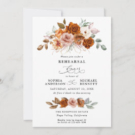 Convite Terracotta Burnt Orange Floral Rehearsal Dinner