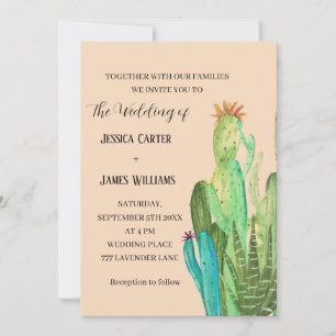 Convite Terracotta Cactus Desert Mexico Watercolor Casamen