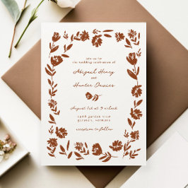 Convite Terracotta Casamento de Flor Selvagem Imísica Dese