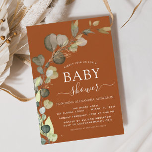 Convite Terracotta Chá de fraldas Greenery Eucalyptus