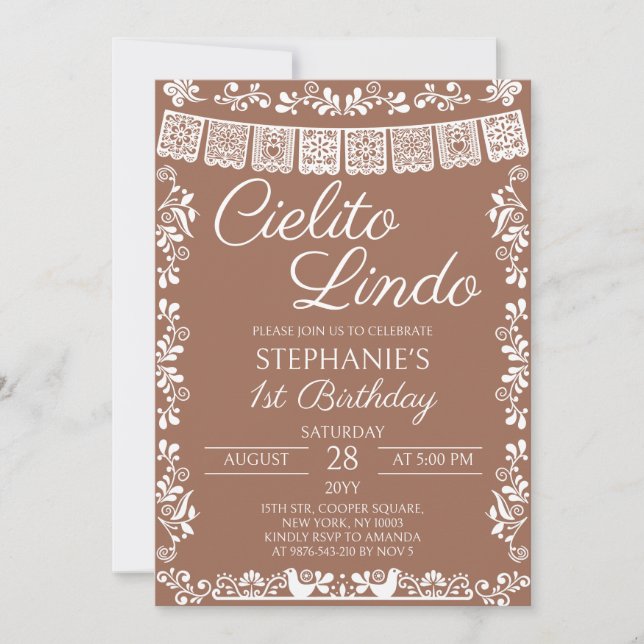 Convite Terracotta Cielito Lindo 1º Aniversário (Frente)