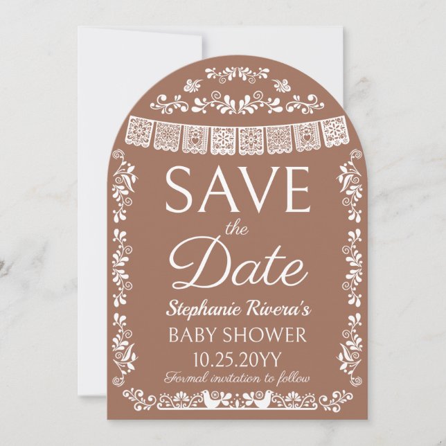 Convite Terracotta Cielito Lindo Baby Shower Save the Date (Frente)
