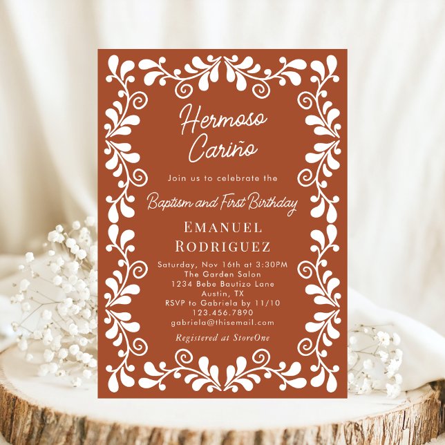 Convite Terracotta Cielito Lindo Batismo e Primeiro Aniver (Criador carregado)