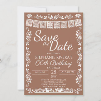 Convite Terracotta Cielito Lindo Save the Date 60 Aniversá