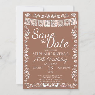 Convite Terracotta Cielito Lindo Save the Date 70 Aniversá