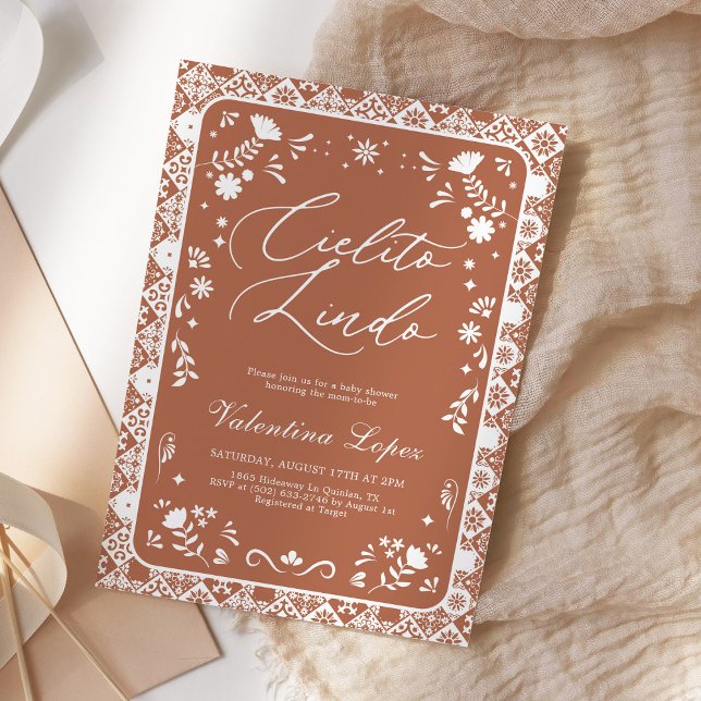 Convite Terracotta Cielito Lindo Talavera Baby Shower (Criador carregado)