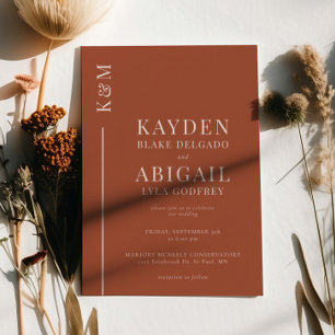 Convite Terracotta Clean Line Casamento Minimalista