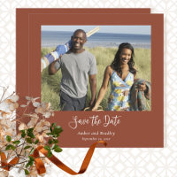 Terracotta Código QR de Foto Mínimo Salvar Data