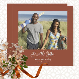 Convite Terracotta Código QR de Foto Mínimo Salvar Data