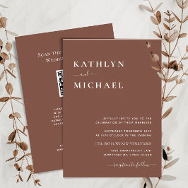 Convite Terracotta Código QR Tudo Em Um Casamento Chic Mod