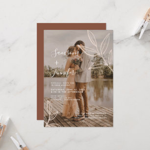 Convite Terracotta com o Casamento de Sobreposição de Foto