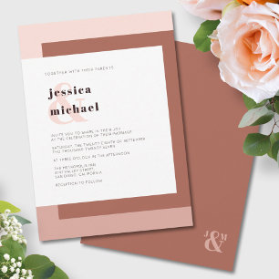 Convite Terracotta Cream Moderno Monograma Casamento Geom