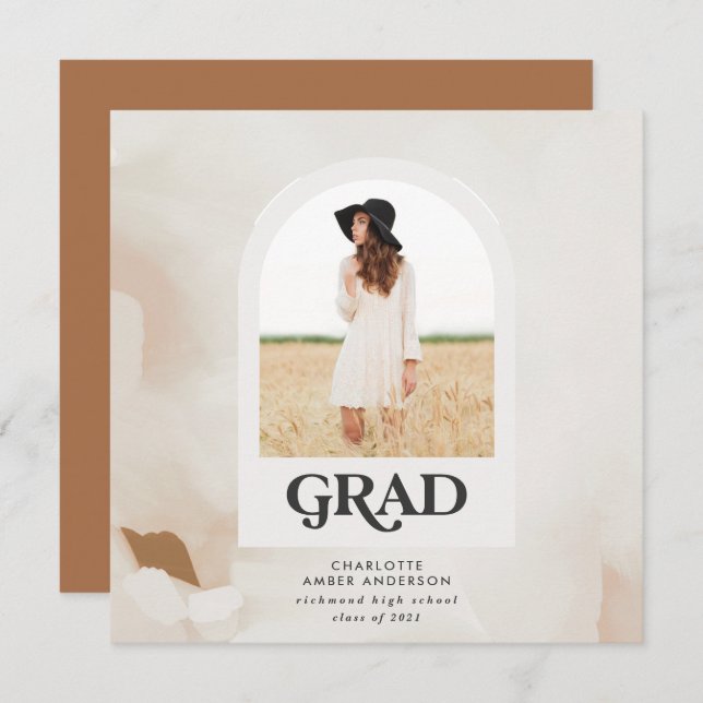 Convite Terracotta de formando abstrato mínimo moderno (Frente/Verso)