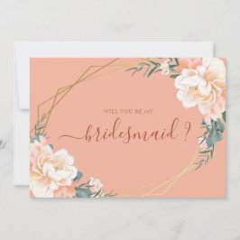 Convite Terracotta Dourada Floral Você Será Minha Porta-Ca