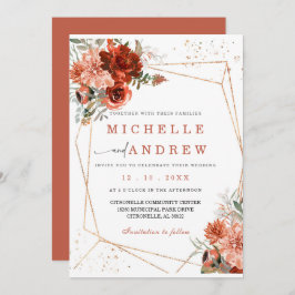 Convite Terracotta Dourado Invitation Modelo