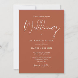 Convite Terracotta Elegant Modern Script Wedding