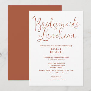 Convite Terracotta Elegant Script Bridesmaids Luncheon