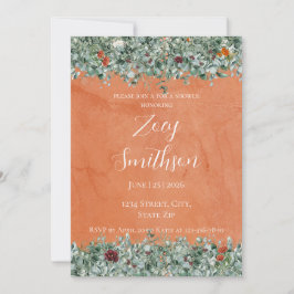 Convite Terracotta Eucalyptus Burgundy Orange Floral