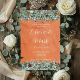 Convite Terracotta Eucalyptus Burgundy Orange Floral