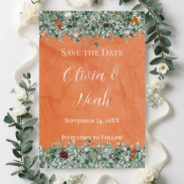 Convite Terracotta Eucalyptus Burgundy Orange Floral STD