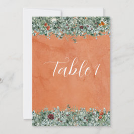 Convite Terracotta Eucalyptus Burgundy Orange Floral Table