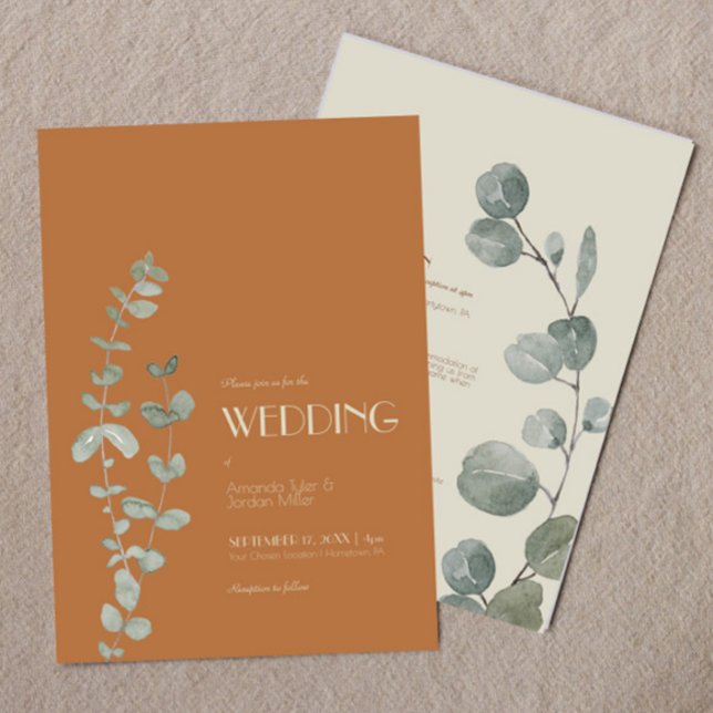Convite Terracotta Eucalyptus Deco Tudo Em Um Casamento (Criador carregado)