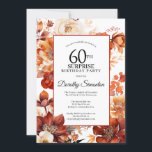 Convite Terracotta Fall Flowers 60th Surprise Birthday<br><div class="desc">As flores cor d'água laranja Elegante terracotta criam um quadro floral ousado neste convite de aniversário floral. Uma escrita simples dá-lhe uma vibração moderna.</div>