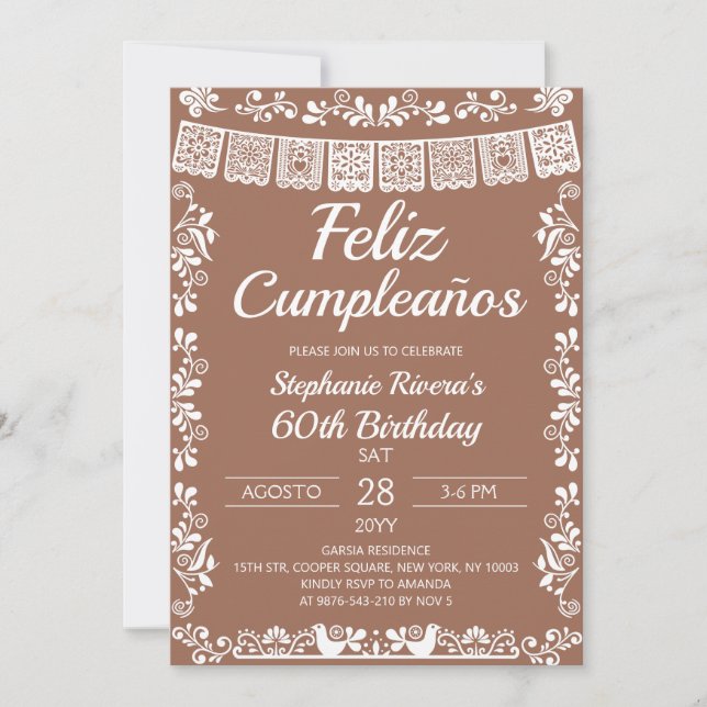 Convite Terracotta Feliz Cumpleaños 60th Birthday (Frente)