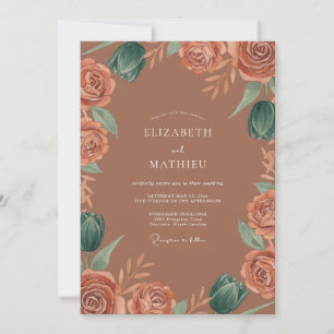 Convite Terracotta Flor de Rosa Florescer Casamento