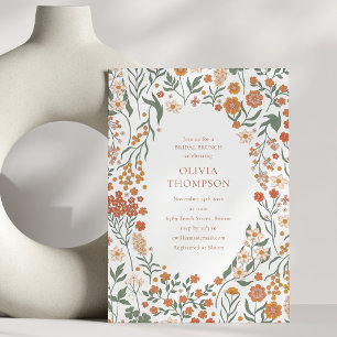 Convite Terracotta Flor Silvestre Ferrugem Sálvia Brunch N