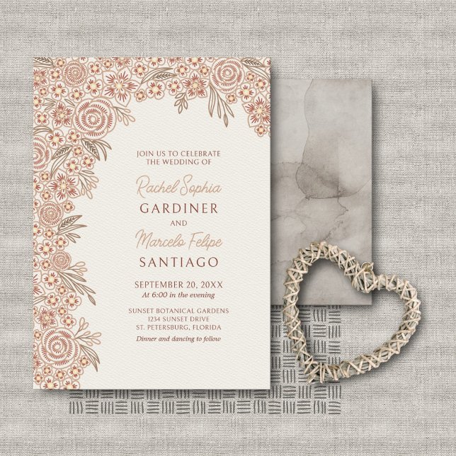 Convite Terracotta Floral Arch Wedding (Criador carregado)