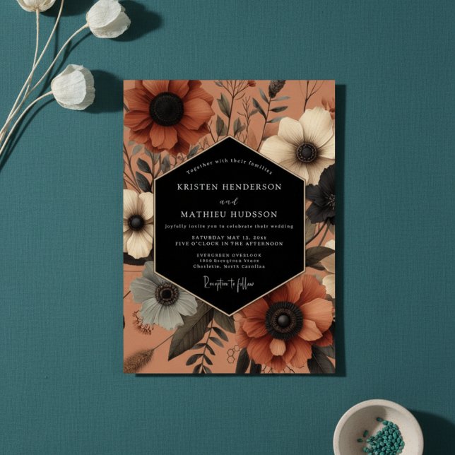 Convite Terracotta Floral Autumn Romance Wedding (Criador carregado)