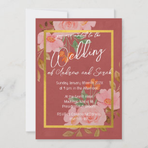 Convite Terracotta Floral Boho Aquarela